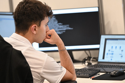 Andres Orjuela working from his data engineering workspace